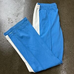 Vintage Sols Store Blue and White Striped Size Medium Nylon Track Pants